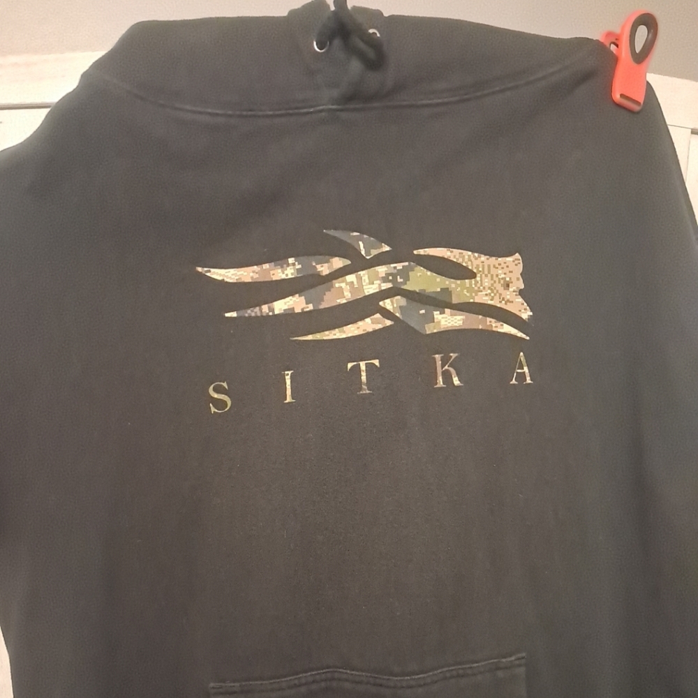 Sitka Hoodie XL Charcoal Fleece Logo Graphic Pullover Long Sleeve Cotton